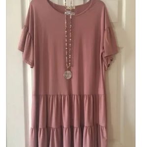 Blush Ruffle Dress by Entro